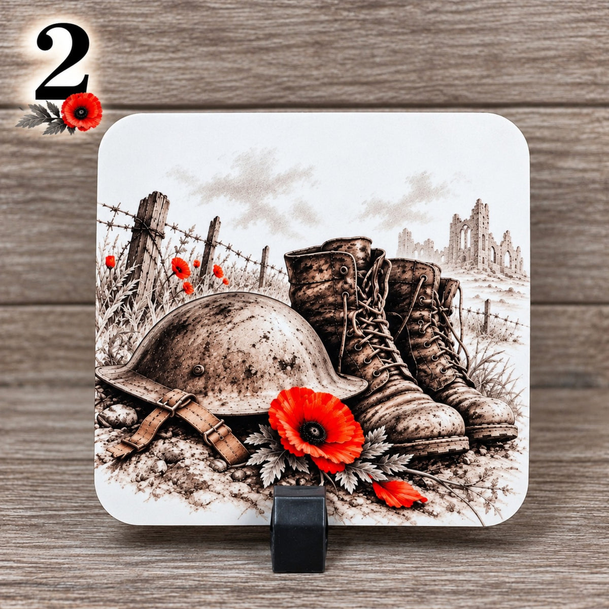 Remembrance Day Coasters | Singles, Sets of 2 or 4 | Matching Mug & Coaster Gift Sets | British Army Poppy Memorial