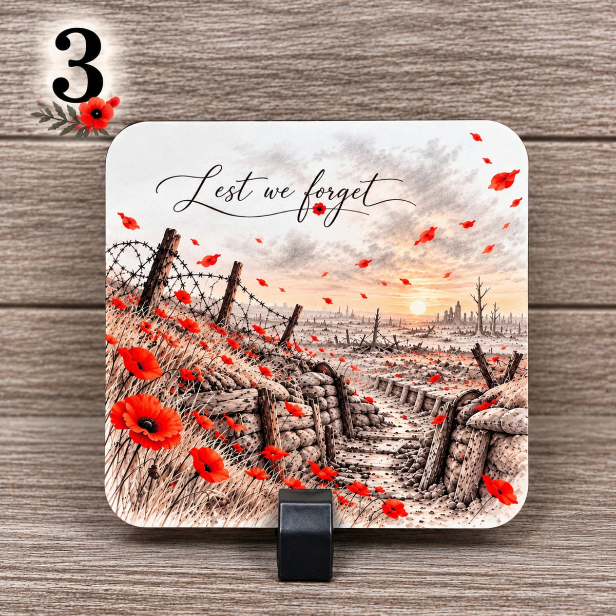 Remembrance Day Coasters | Singles, Sets of 2 or 4 | Matching Mug & Coaster Gift Sets | British Army Poppy Memorial