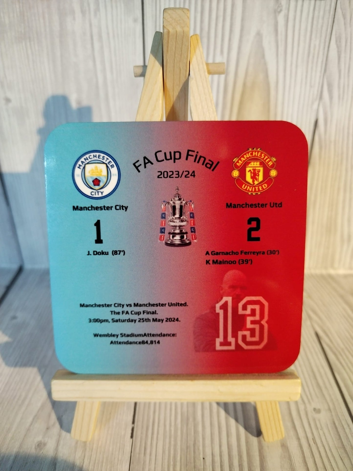 Celebrate the Historic Man City vs. Man Utd FA Cup 2024 Final with My Own Uniquely Designed Commemorative Mug and Coaster Set!