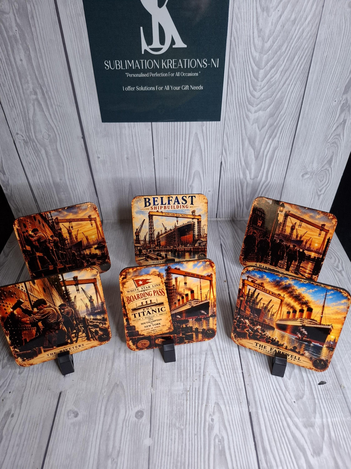 Belfast Shipyard Heritage Coasters | Titanic & Harland Wolff | Singles or Sets of 2, 4 or 6