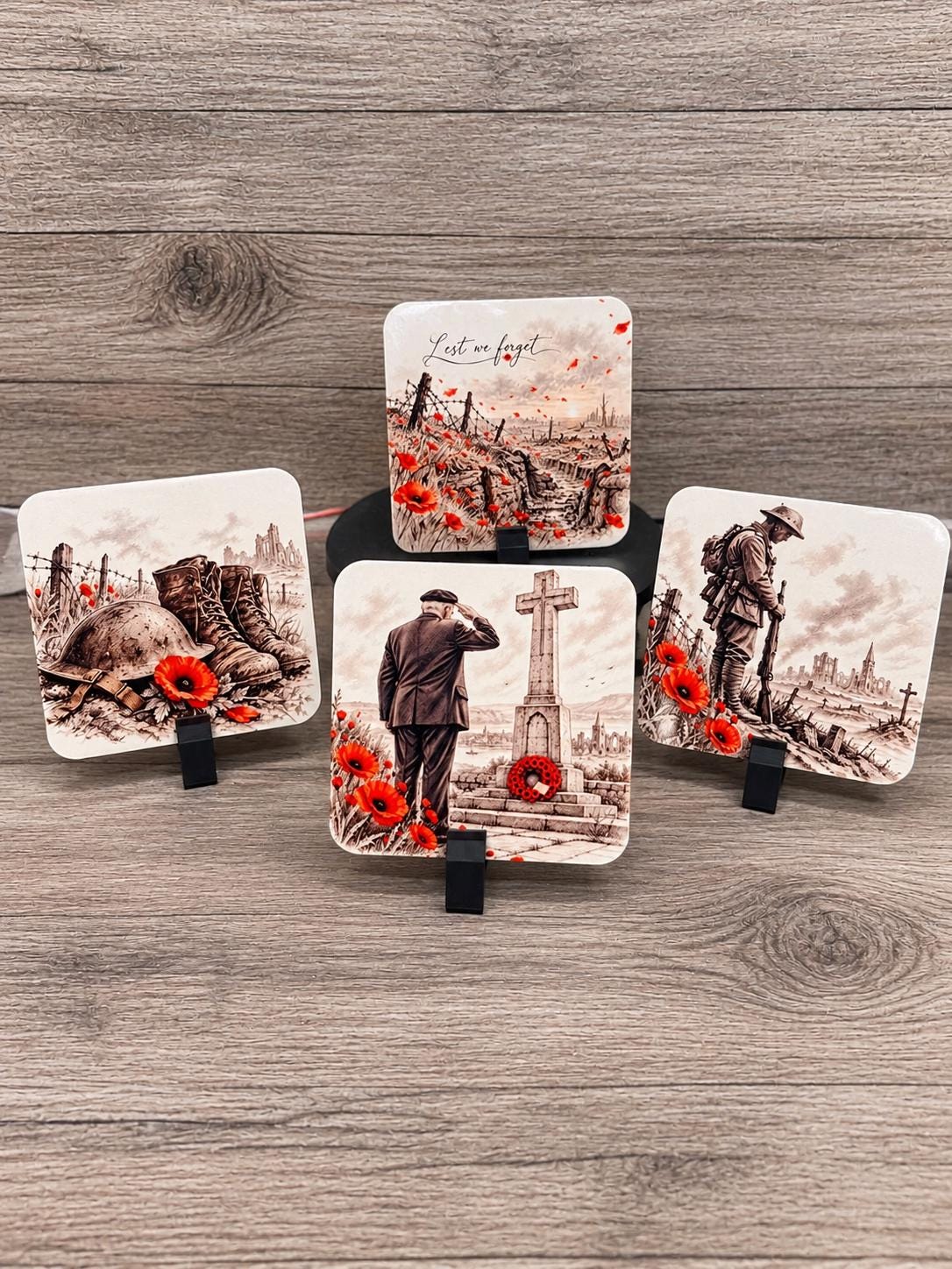 Remembrance Day Coasters | Singles, Sets of 2 or 4 | Matching Mug & Coaster Gift Sets | British Army Poppy Memorial